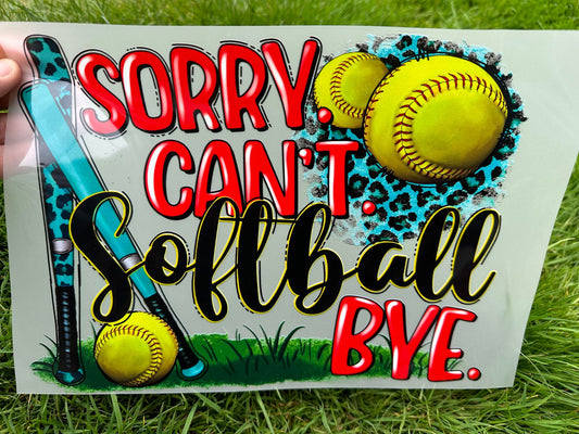 Sorry Can't Softball youth DTF
