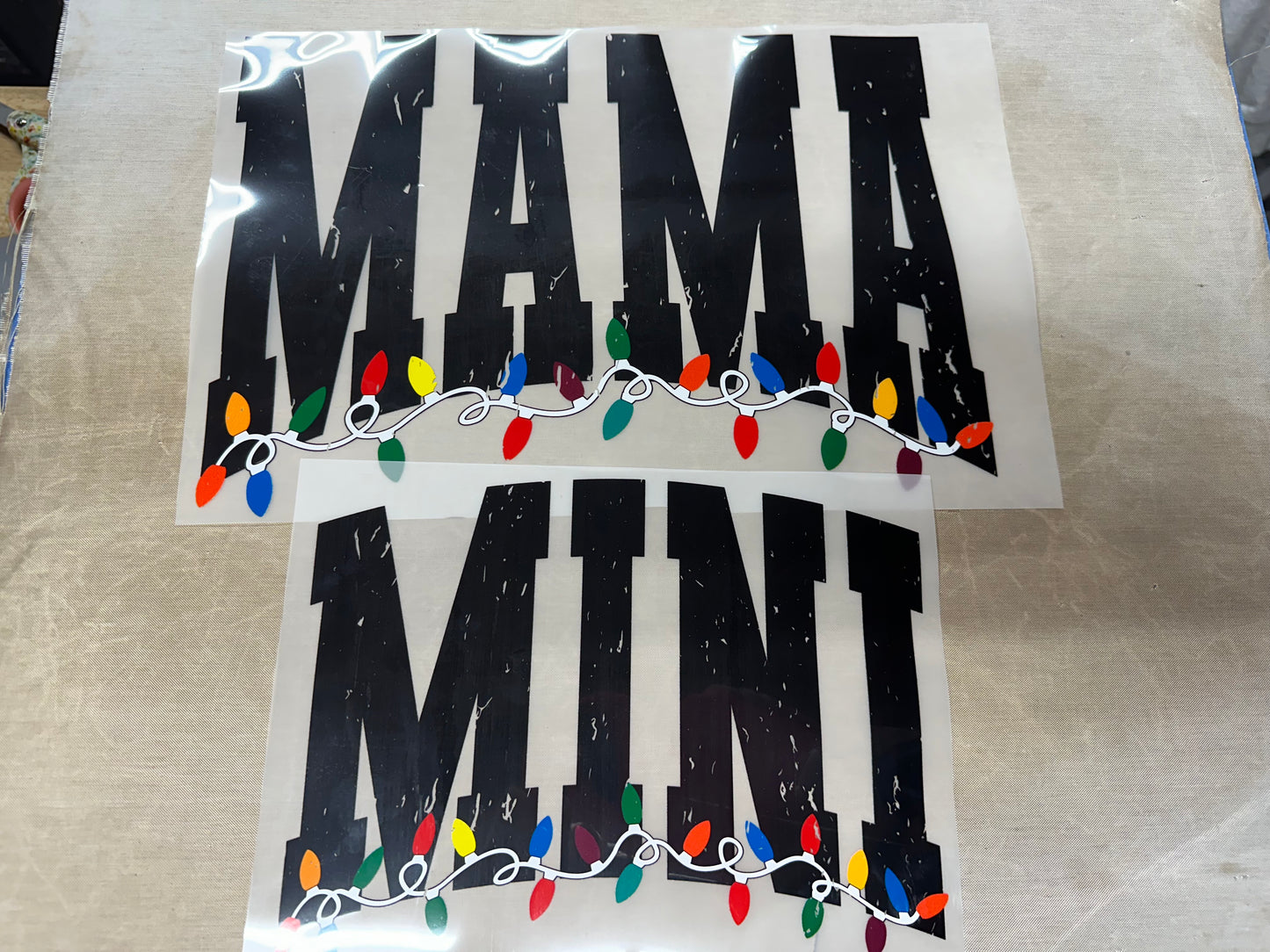 Mama & Mini Christmas lights DTF