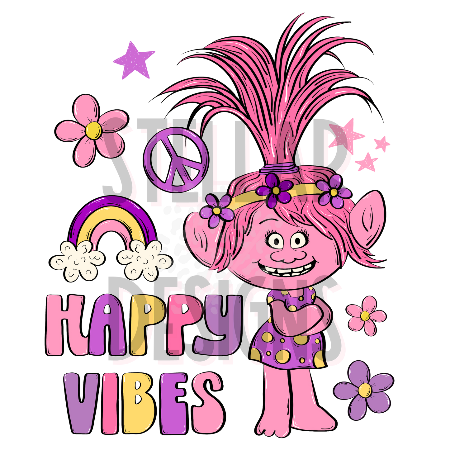 Happy vibes Trolls DTF