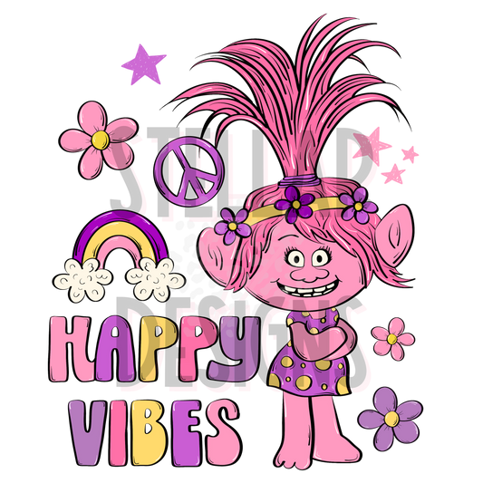 Happy vibes Trolls DTF