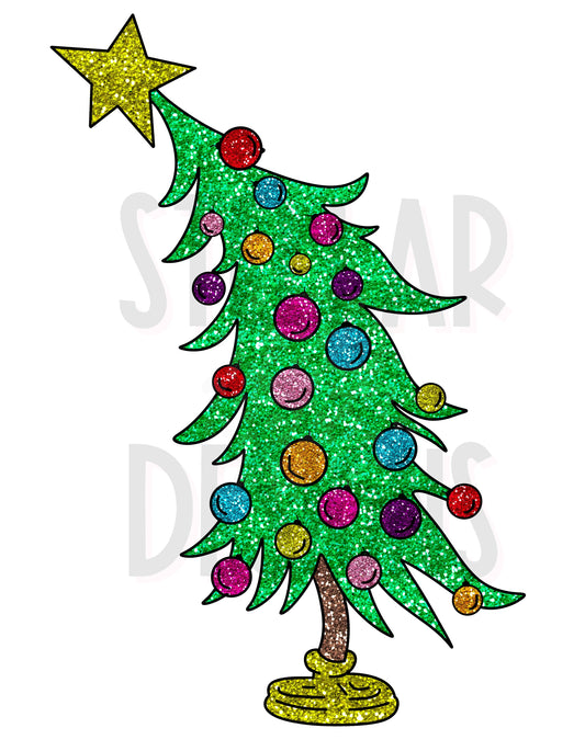 Glitter Christmas tree DTF
