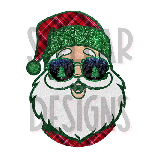 Sunglasses glitter Santa DTF