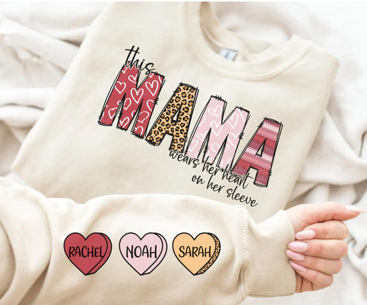 This mama wears her heart crewneck