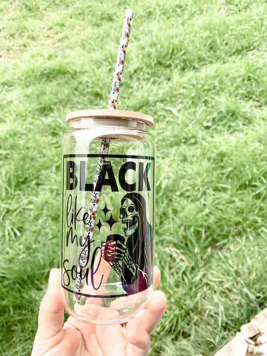 Black like my soul- Glass cup