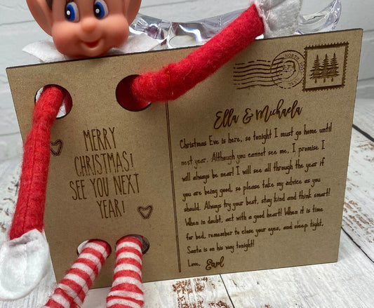 Elf return to North Pole postcard
